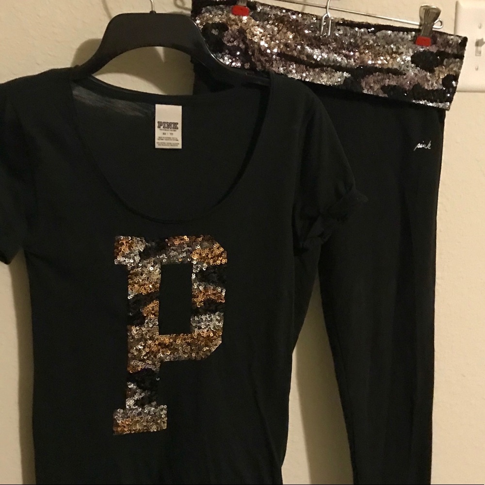 Rare VS Pink: Camo Bling Shirt/Leggings Set